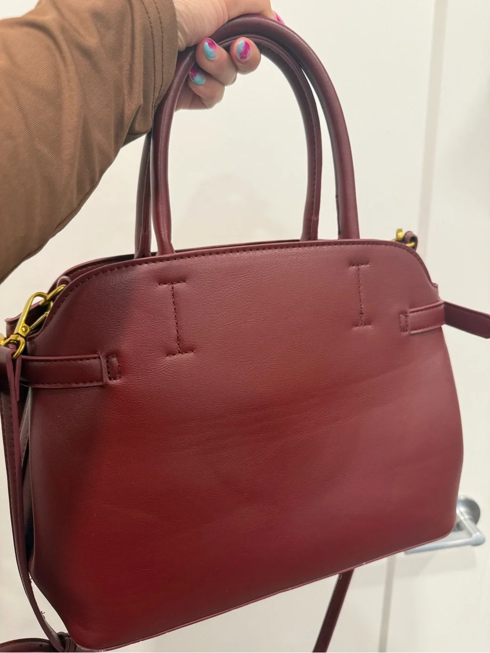 ASOS Burgundy Structured Top-Handle Laptop Bag